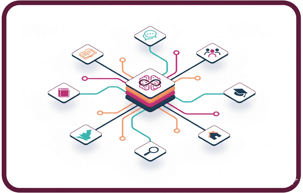 Centralized data hub connecting various digital services.