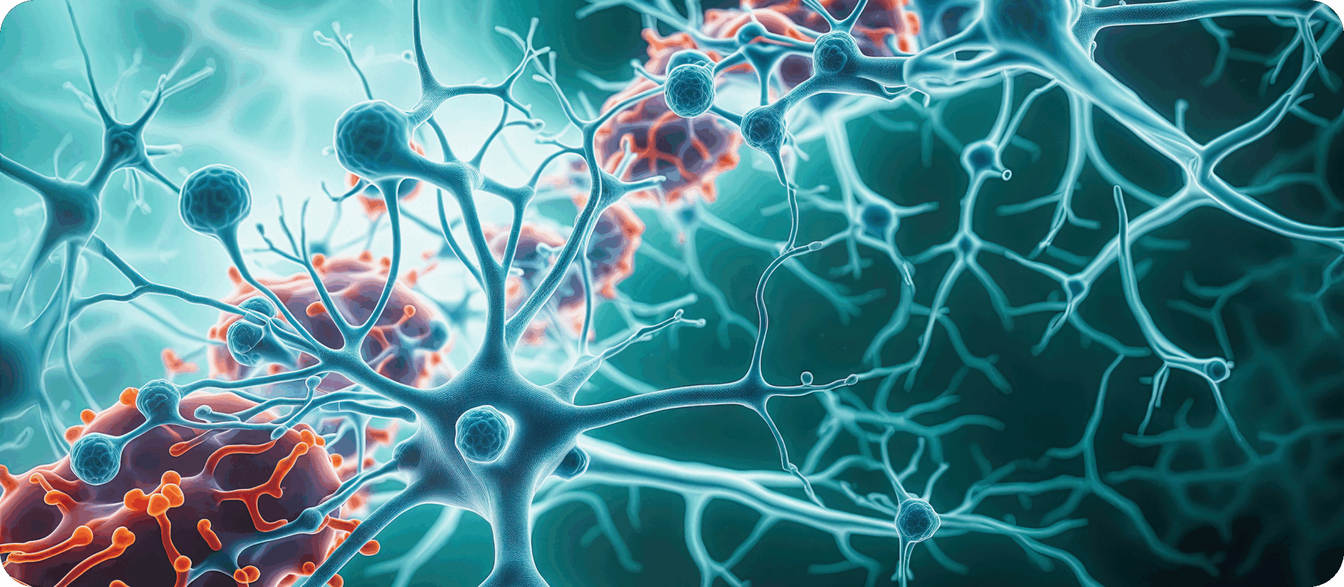 Illustration of neurons with synapses transmitting signals.